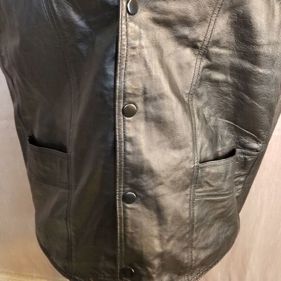 WILDA Snap Closure Leather Vest Large - Picture 4 of 8